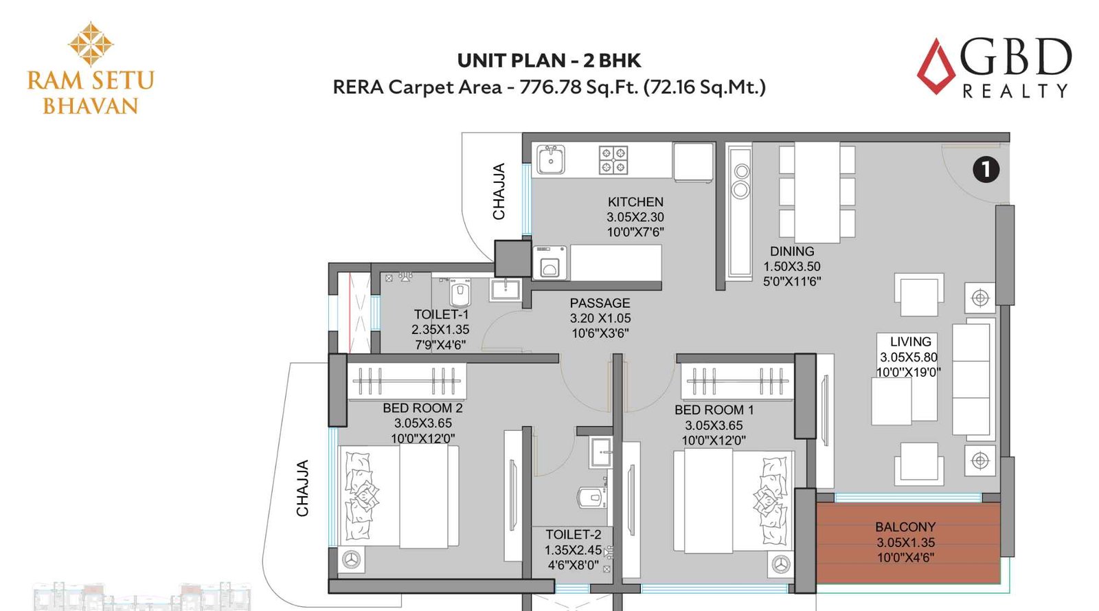 GBD-Ram-Setu-Bhavan-floor-plan-2 bhk-1013-sqft